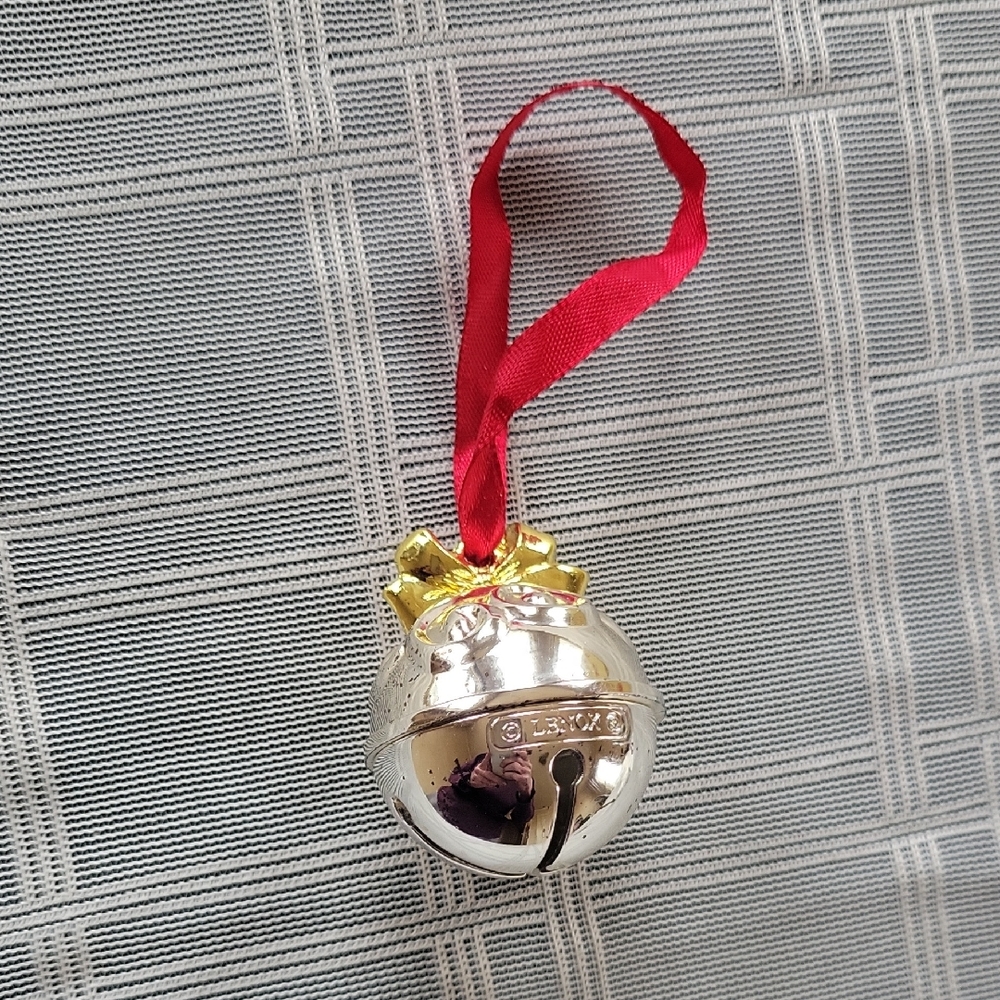 Silver Jingle Bell Ornament with Red Ribbon - Picture 2 of 4